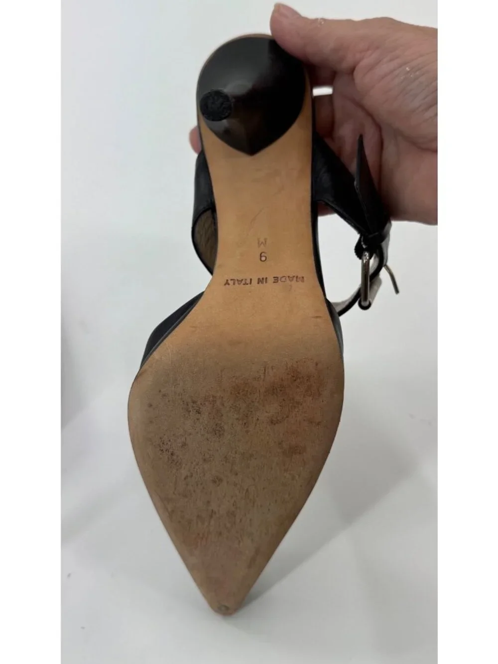 Michael Kors Black Leather Pointed-Toe Slingback Heels Size 9 Made In Italy
